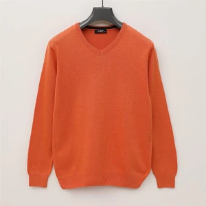 Erkek Şardonsuz Uzun Kol Ince V Yaka Kazak - 180537 - Oranj