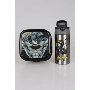 Yeni Sezon Lisanslı Batman 500 ml Çelik Matara ve Beslenme Kabı Yemek Seti