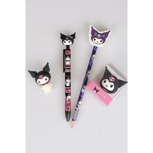 DEKOMUS İLE YENİ SEZON LİSANSLI KUROMİ VERSATİL UÇLU KALEM 0.7 MM ,SİLGİ TEPELİ KURŞUN KALEM,ŞEKİLLİ KALEMTRAŞ VE 3D SİLGİ KIRTASİYE SETİ