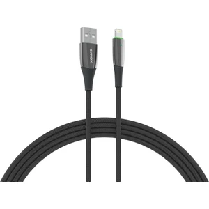 C134AL 2.4A 1.20MT Ledli Örgülü Usb-A - Lightning Şarj & Data Kablosu - Siyah