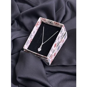 Kural Jewelry 925 Ayar Gümüş Zincirli Beyaz Zarif Kalp Zirkon Taşlı Kolye Kadın