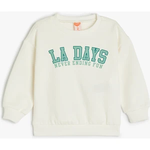 Baskılı Uzun Kollu Bisiklet Yaka Pamuklu Sweatshirt