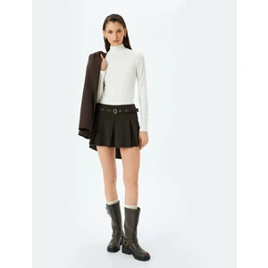 Slim Fit Dik Yaka Uzun Kollu Dokulu Body