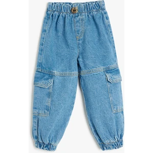 Yüksek Bel Kargo Cepli Pamuklu Jogger Kot Pantolon