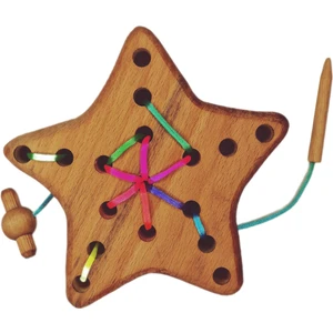 Sevimli Hayalet Ip Geçirme Örme Oyunu Ahşap Yıldız