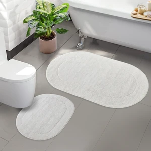 Bonny Home 2'li Rixos Krem Rengi Kaymaz Taban Banyo Paspası & Halısı Seti