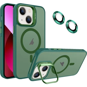 Apple iPhone 13 Kılıf Standlı Mat Magsafe Metal Tuşlu Kamera Lens Hediyeli Wonk Kapak