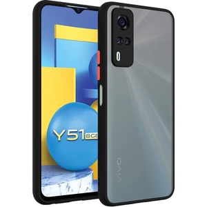 Vivo Y53S Kılıf Mat Parmak Izi Yapmaz Kamera Korumalı Renkli Tuşlu Sert Silikon