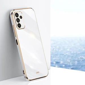 Samsung Galaxy A34 Kılıf Parlak Kenarlı Altın Işlemeli Kamera Korumalı Bark Kapak