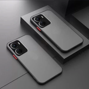 Vivo Y16 Kılıf Mat Parmak Izi Yapmaz Kamera Korumalı Renkli Tuşlu Sert Silikon