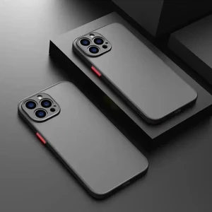 Apple iPhone 15 Pro Max Kılıf Mat Parmak Izi Yapmaz Kamera Korumalı Renkli Tuşlu Sert Silikon