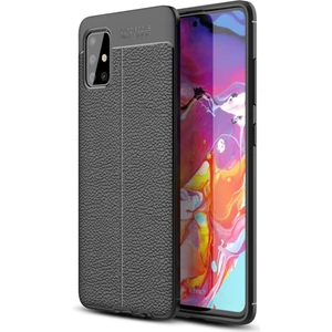 Samsung Galaxy A51 Kılıf Rugan Armor Deri Görünümlü Parmak İzi Yapmaz Dayanıklı Niss Silikon Kapak