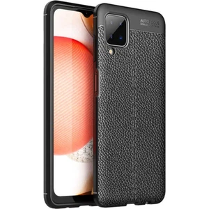 Samsung Galaxy A12 Kılıf Rugan Armor Deri Görünümlü Parmak İzi Yapmaz Dayanıklı Niss Silikon Kapak