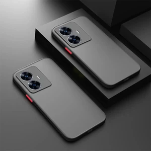 Realme C55 Kılıf Mat Parmak Izi Yapmaz Kamera Korumalı Renkli Tuşlu Sert Silikon