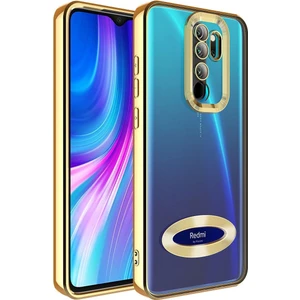 Xiaomi Redmi Note 8 Pro Kılıf Logo Gösteren Parlak Kenarlı Kamera Lens Korumalı Şeffaf Omega Silikon Kapak