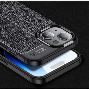 Apple iPhone 15 Kılıf Kamera Çıkıntılı Deri Görünümlü Dikiş Desenli Koruyucu Kapak Kilif