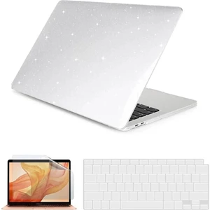 Apple Macbook Air 13 Air M1 M2 2020 Kılıf A1932 - A2174 - A2337 Uyumlu Kristal Simli Şeffaf Transparan Koruyucu Kapak