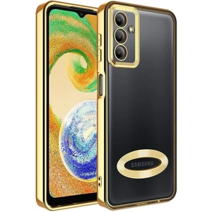 Samsung Galaxy A34 Kılıf Logo Gösteren Parlak Kenarlı Kamera Lens Korumalı Şeffaf Omega Silikon Kapak