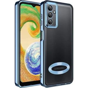 Samsung Galaxy A34 Kılıf Logo Gösteren Parlak Kenarlı Kamera Lens Korumalı Şeffaf Omega Silikon Kapak