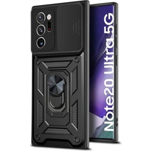 Samsung Galaxy Note 20 Ultra Uyumlu Kılıf Kamera Korumalı Sürgülü Yüzüklü Armor Military Tank Zırh