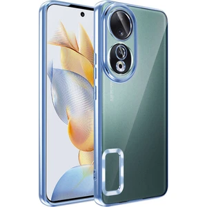 Honor 90 Uyumlu Kılıf Kamera Lens Korumalı Şeffaf Renkli Logo Gösteren Parlak Kapak
