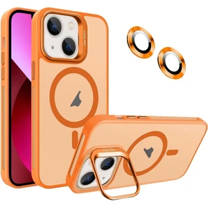 Apple iPhone 14 Kılıf Standlı Mat Magsafe Metal Tuşlu Kamera Lens Hediyeli Wonk Kapak