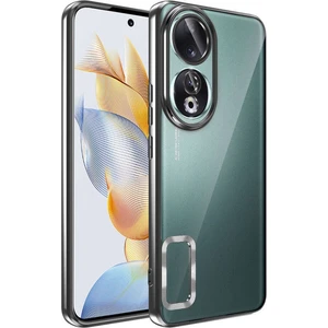 Honor 90 Uyumlu Kılıf Kamera Lens Korumalı Şeffaf Renkli Logo Gösteren Parlak Kapak