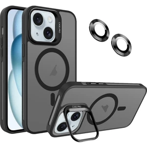 Apple iPhone 15 Plus Kılıf Standlı Mat Magsafe Metal Tuşlu Kamera Lens Hediyeli Wonk Kapak