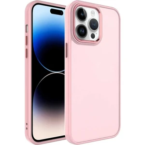 Apple iPhone 14 Pro Kılıf Metal Çerçeve Hassas Butonlu Renkli Buzlu Şeffaf Transparan Kapak