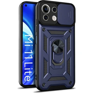 Xiaomi Mi 11 Lite Uyumlu Kılıf Kamera Korumalı Sürgülü Yüzüklü Armor Military Tank Zırh