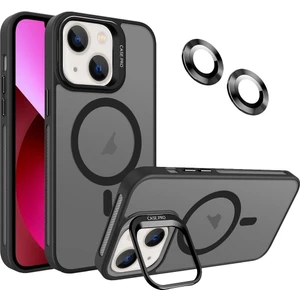 Apple iPhone 14 Kılıf Standlı Mat Magsafe Metal Tuşlu Kamera Lens Hediyeli Wonk Kapak