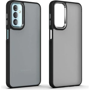 Samsung Galaxy A12 Kılıf Metal Çerçeve Hassas Butonlu Renkli Buzlu Şeffaf Transparan Kapak