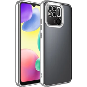 Xiaomi Redmi 10C Kılıf Logo Gösteren Parlak Kenarlı Kamera Lens Korumalı Şeffaf Omega Silikon Kapak