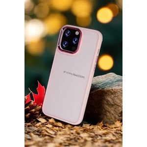 Apple iPhone 15 Pro Kılıf Metal Çerçeve Hassas Butonlu Renkli Buzlu Şeffaf Transparan Kapak
