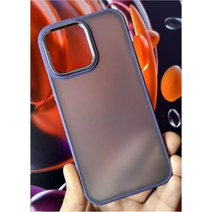 Apple iPhone 14 Pro Max Kılıf Metal Çerçeve Hassas Butonlu Renkli Buzlu Şeffaf Transparan Kapak