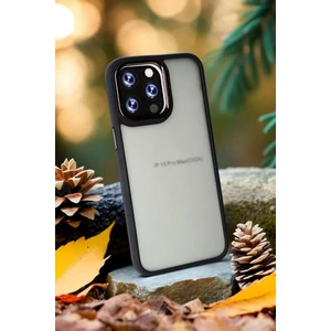 Apple iPhone 15 Pro Kılıf Metal Çerçeve Hassas Butonlu Renkli Buzlu Şeffaf Transparan Kapak