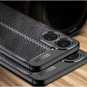 Realme 10 Kılıf Kamera Çıkıntılı Deri Görünümlü Dikiş Desenli Koruyucu Kapak Kilif