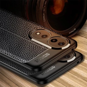 Honor 90 Kılıf Kamera Çıkıntılı Deri Görünümlü Dikiş Desenli Koruyucu Kapak Kilif