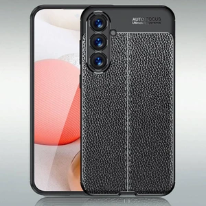 Samsung Galaxy S23 Fe Kılıf Kamera Çıkıntılı Deri Görünümlü Dikiş Desenli Koruyucu Kapak