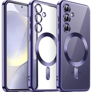 Samsung Galaxy S24 Plus Kılıf Kamera Lens Korumalı Magsafe Şarj Kilifi Şeffaf Renkli Yumuşak