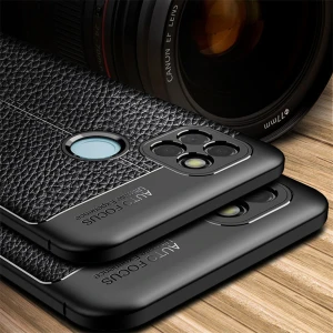 Realme C21Y Kılıf Kamera Çıkıntılı Deri Görünümlü Dikiş Desenli Koruyucu Kapak Kilif