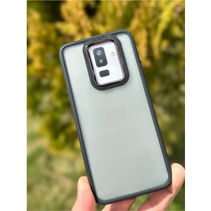 Samsung Galaxy A6 Plus 2018 Kılıf Metal Çerçeve Hassas Butonlu Renkli Buzlu Şeffaf Transparan Kapak