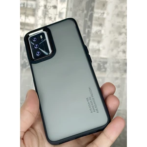 Oppo A16 Kılıf Metal Çerçeve Hassas Butonlu Renkli Buzlu Şeffaf Transparan Kapak