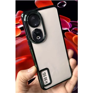 Honor 90 Uyumlu  Kılıf Kamera Lens Korumalı Şeffaf Renkli Logo Gösteren Parlak Kapak