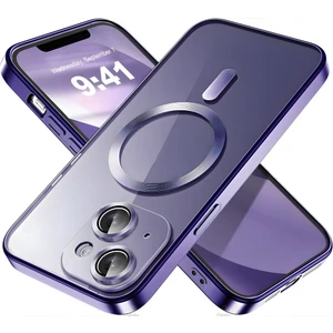 Apple iPhone 15 Plus Kılıf Kamera Lens Korumalı Magsafe Şarj Kilifi Şeffaf Renkli Yumuşak Kapak