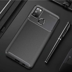 Samsung Galaxy M30S Kılıf Rugged Armor Darbe Emici Uzun Ömürlü Dayanıklı Parmak İzi Yapmaz Karbon Tasarım Negro Silikon Kapak