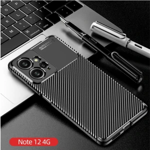 Xiaomi Redmi Note 12 Kılıf Rugged Armor Darbe Emici Uzun Ömürlü Dayanıklı Parmak İzi Yapmaz Karbon Tasarım Negro Silikon Kapak