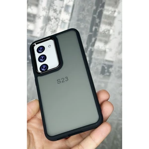 Samsung Galaxy S23 Kılıf Metal Çerçeve Hassas Butonlu Renkli Buzlu Şeffaf Transparan Kapak