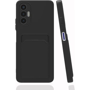 Tecno Pova 3 Kılıf Kamera Korumalı Kartlıklı Cüzdanlı Kırmızı Tuşlu Siyah Silikon Kapak