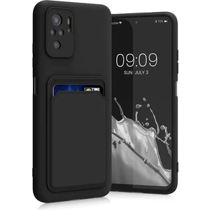 Xiaomi Redmi Note 10S Kılıf Kamera Korumalı Kartlıklı Cüzdanlı Kırmızı Tuşlu Siyah Silikon Kapak